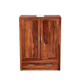 ONIJA Wooden 2 Door Wardrobe for Clothes with 1 Drawer 2 Shelf Storage & Hanging Space - Sheesham Wood Almirah for Bedroom